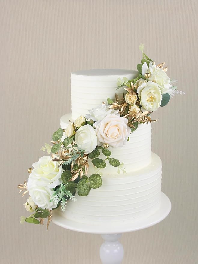 Rinlong 3Pcs Pre-made Cake Toppers Flowers Cake Decorations Wedding Cake - Image 6