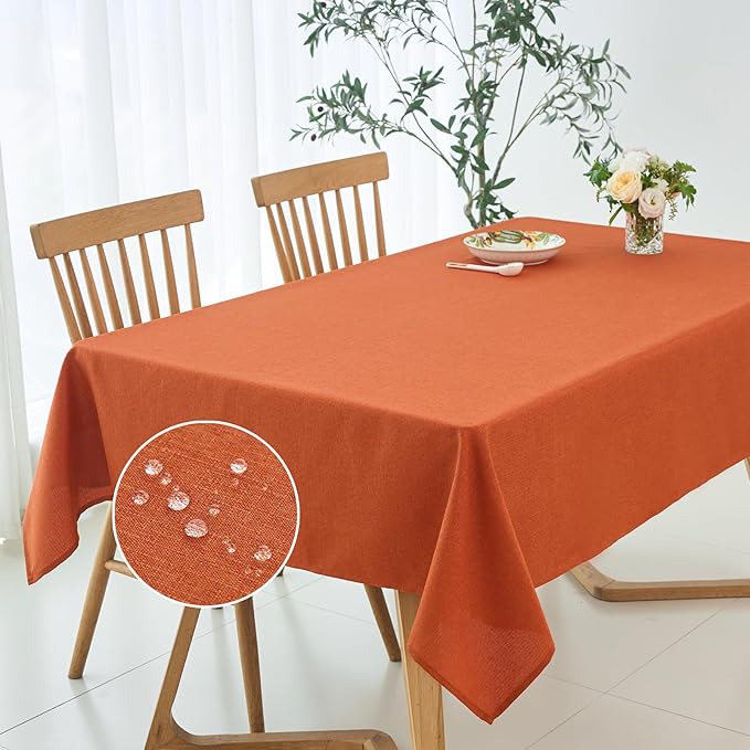 maxmill Fall Tablecloth Linen Texture Stain Resistant Waterproof Wrinkle Free - Image 2