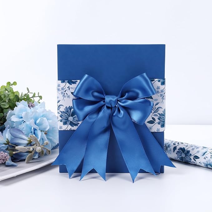 LaRibbons 1 1/2 Inch 25 Yard Double Faced Satin Ribbon, Royal Blue Satin Craft - Image 2