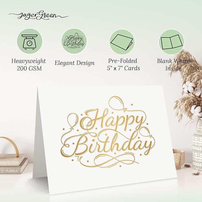 50 Pack 5x7 Birthday Cards, Thick Folded Heavy Card Stock Paper - Image 3