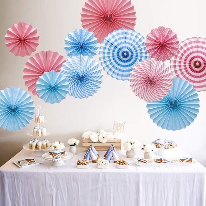 Hanging Paper Fans Party Set, Round Pattern Paper Garlands Decoration - Image 3