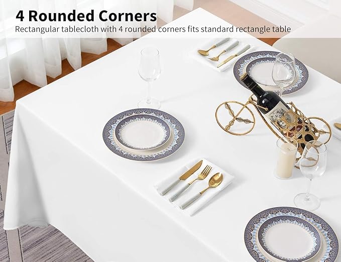 Surmente 5 Pack White Rectangle Tablecloth 90 x 132-inch Rectangular Polyester - Image 5