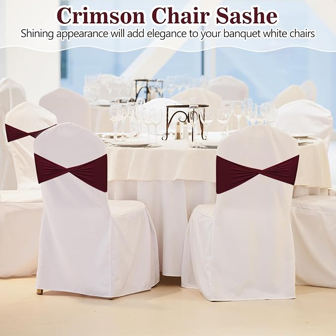 Kinlop 50 Pcs Spandex Chair Sashes Bows Chair Bands Slider Sashes - Image 5