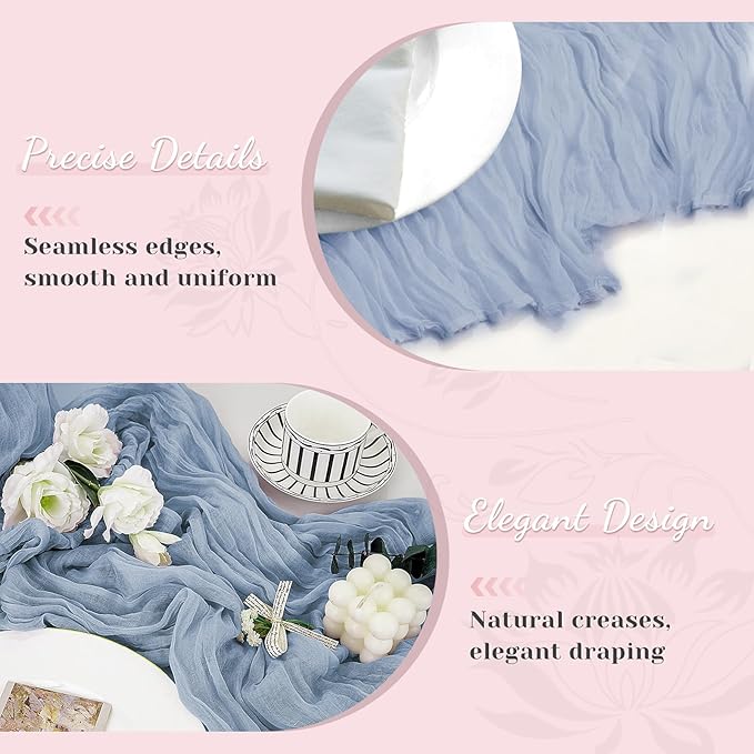 Blue Table Runner, 10Ft 120in Cheesecloth Table Runner, Gauze Rustic Cheese - Image 4