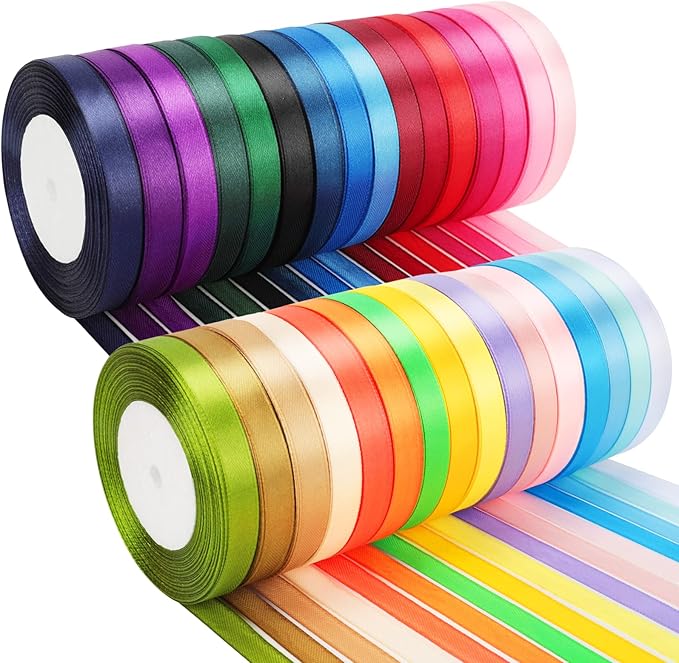 NESCCI 800 Yards Ribbon, 3/8 Inch Satin Ribbon, Single Face Satin Ribbons by NESCCI