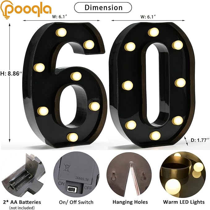 Pooqla Decorative Led Light Up Number Letters - Image 4