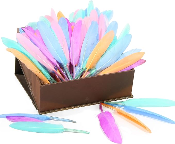 FeelfunFeather 120pcs Macaron Goose Cochettes Feather 4-6 inch 10-15cm Bulk - Image 4