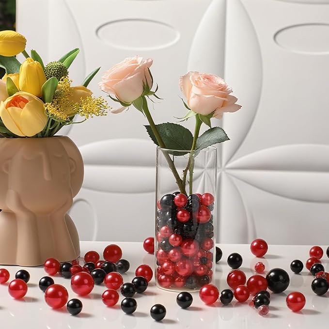 200 Pcs Vase Filler Beads Black and Red Pearl Beads - Image 2