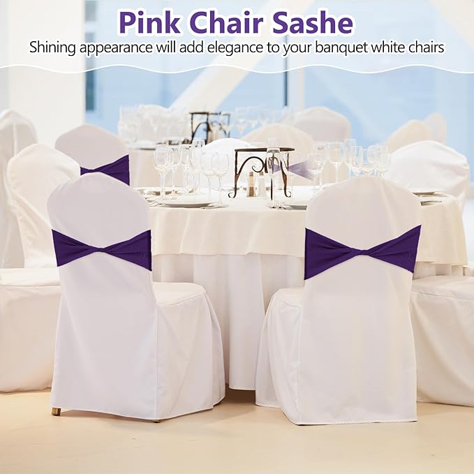 Kinlop 50 Pcs Spandex Chair Sashes Bows Chair Bands Slider Sashes - Image 5