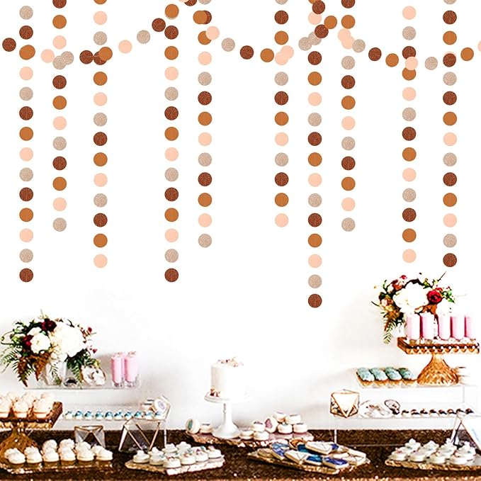 Boho Brown Rose-Gold Party-Decorations Streamers-Garland - 52ft Fall Birthday - Image 3