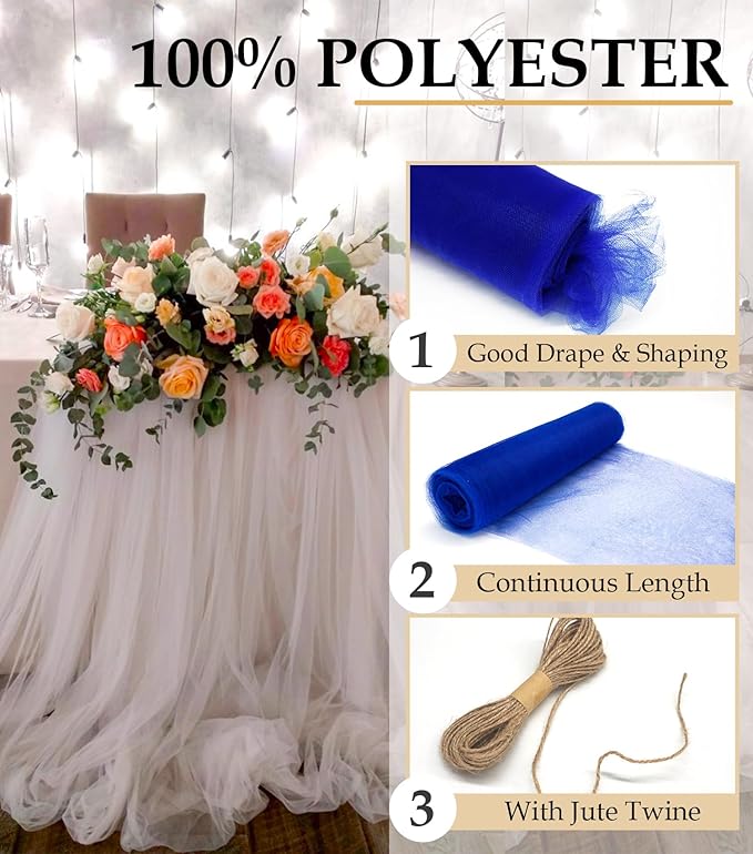 Royal Blue Tulle Fabric Roll - Image 4