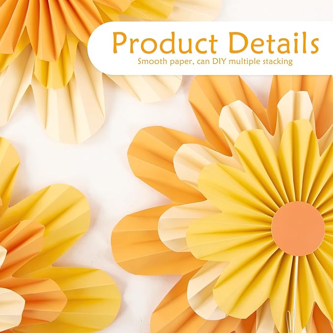 SUNBEAUTY 9 PCS Orange Paper Flowers Decorations - Image 4