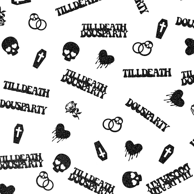 Till Death Do Us Party Confetti, Glitter Halloween Bachelorette Party Table - Image 4