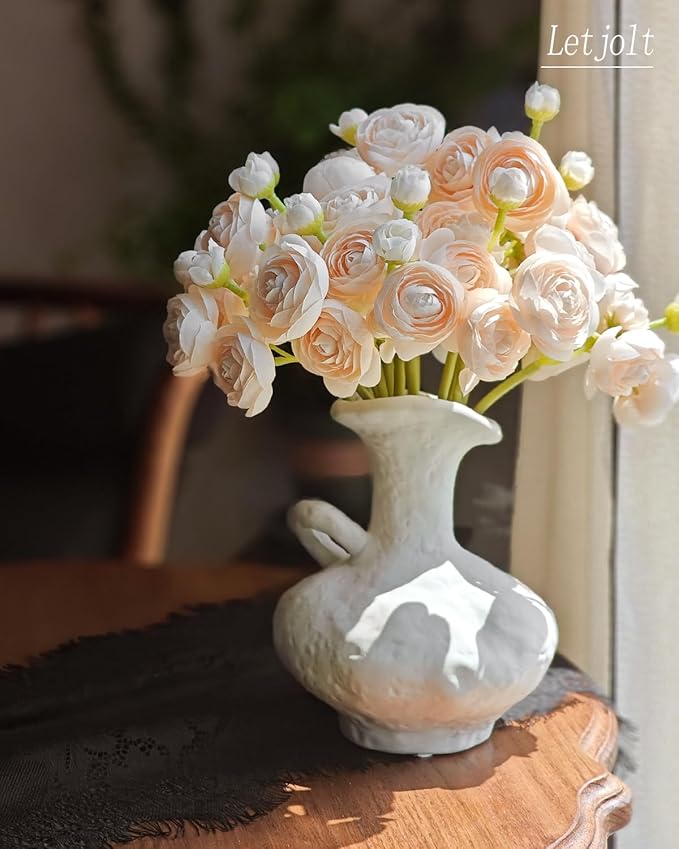 Letjolt Ranunculus Artificial Flower Light Champagne Silk Flowers Faux DIY - Image 5