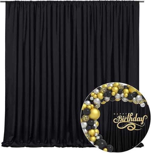 10 x 10 Feet Black Backdrop Curtain by ZEBMOON