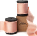 Ribbli Rose Gold Silk Satin Ribbon 1.5 Inch x 12 Yard Handmade Frayed Chiffon by Ribbli