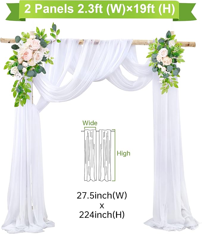 Wedding Arch Draping Fabric White Arch Drapes Sheer Backdrop Curtain - Image 3