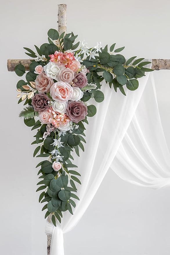 Dusty Rose Artificial Wedding Arch Flowers Kit - Image 6