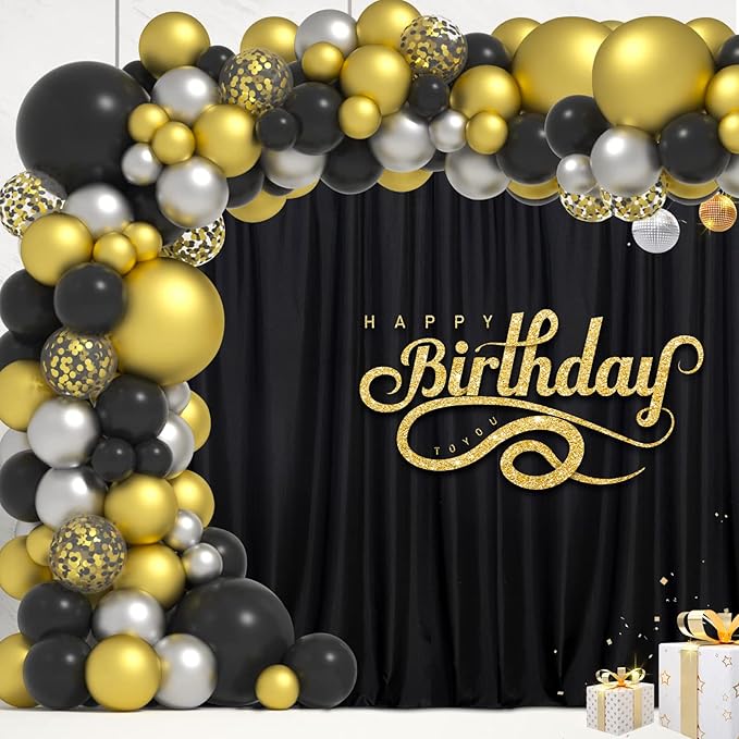 Black Backdrop Curtain for Party, Background Drapes Panels - Image 4