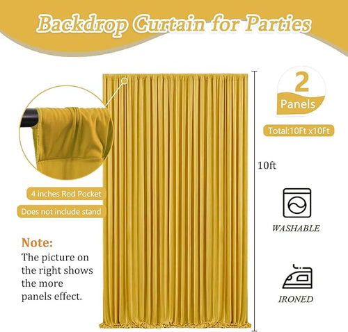 10 x 10 Feet Gold Backdrop Curtain - Image 2
