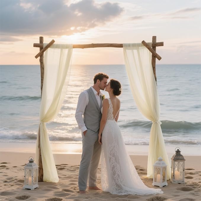 VOK Wedding Arch Draping Fabric Chiffon Curtains, 29in x 18Ft Sheer Chiffon - Image 3