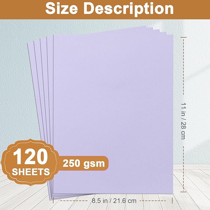 120 Sheets Purple Cardstock 8.5 x 11 Certificate Paper, 92lb Heavyweight Card - Image 2