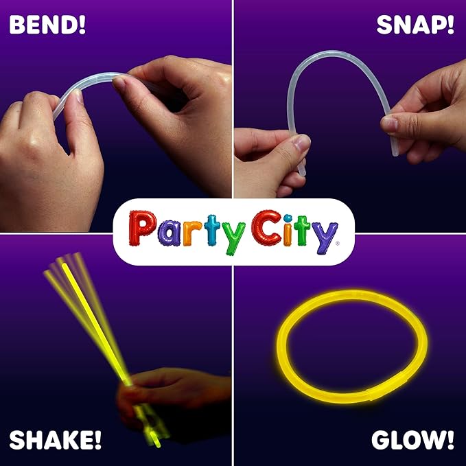 Party City 400 Glow Sticks Bulk Party Pack 8”– Neon Glow in the Dark Party - Image 4