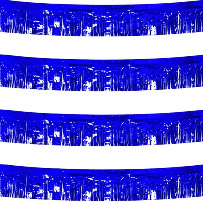 4 Pack Royal Blue Total 40 Feet Foil Fringe Garland Metallic Tinsel Banner Wall by iiCheerful