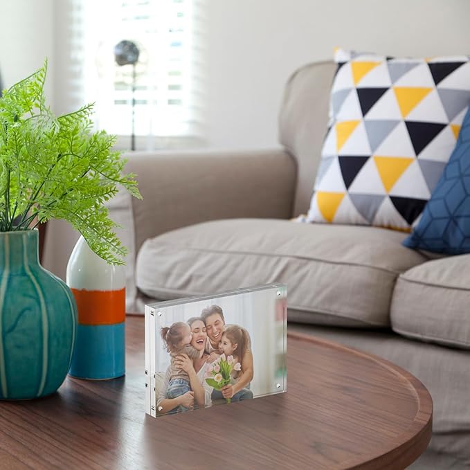 4x6 Acrylic Picture Frames, 20mm Thick Clear Frameless Magnetic Photo Frames - Image 4