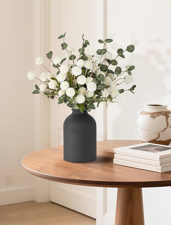BLOSMON Fake Flowers in Vase for Centerpieces: Metal Vase - Image 8