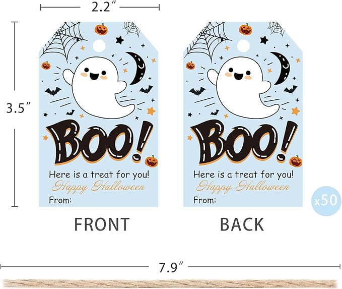 Aukolass 50Pcs Boo Gift Tags, Halloween Treat Tag - Image 2