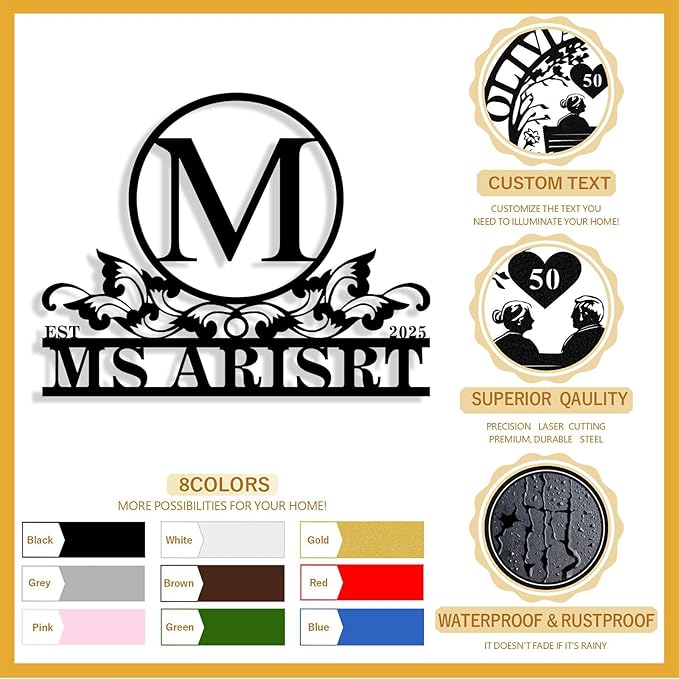 Custom Metal Name Sign, Personalized Family Last Name Signs - Image 4