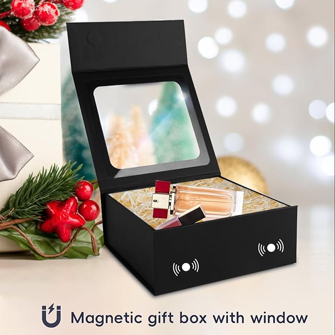 Black Gift Boxes with Window, 7.5"x7.5"x3.1" Bridesmaid Boxe - Image 7
