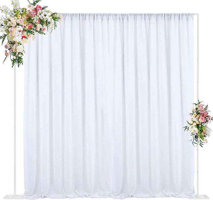 Wokceer 10 FT Backdrop Stand Heavy Duty Pipe and Drape Kit, Adjustable White by Wokceer