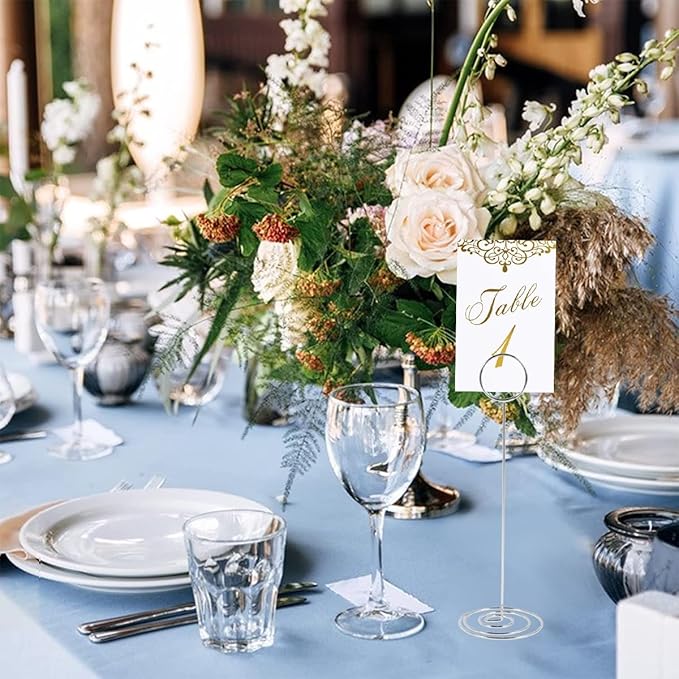 12Pcs Table Number Holder 8.66inch Tall Metal Iron Place Card Holder - Image 7
