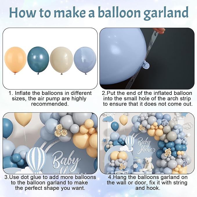 Dusty Blue Balloon Arch Kit 139Pcs Slate Blue Grey Balloons Garland Neutral - Image 7
