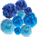 Blue Paper Flower Pom Poms Wall Decorations by BARTHEW
