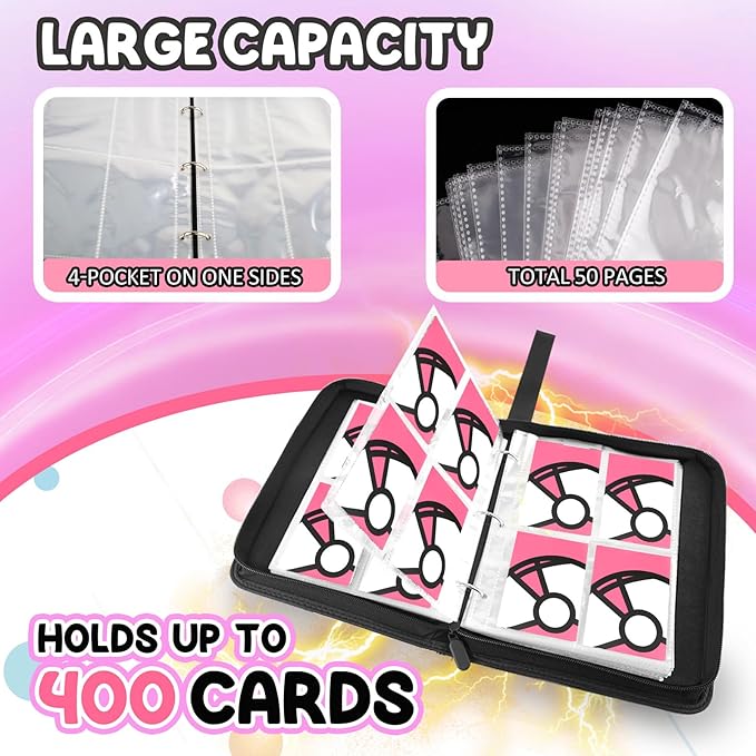 Trading Card Binder 4-Pockets, 400 Pockets Card Holder - Image 5