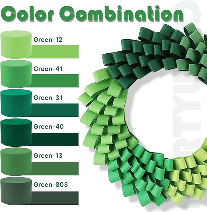PartyWoo Crepe Paper Streamers 4 Rolls 328ft, Pack of Bluish Green Party - Image 3