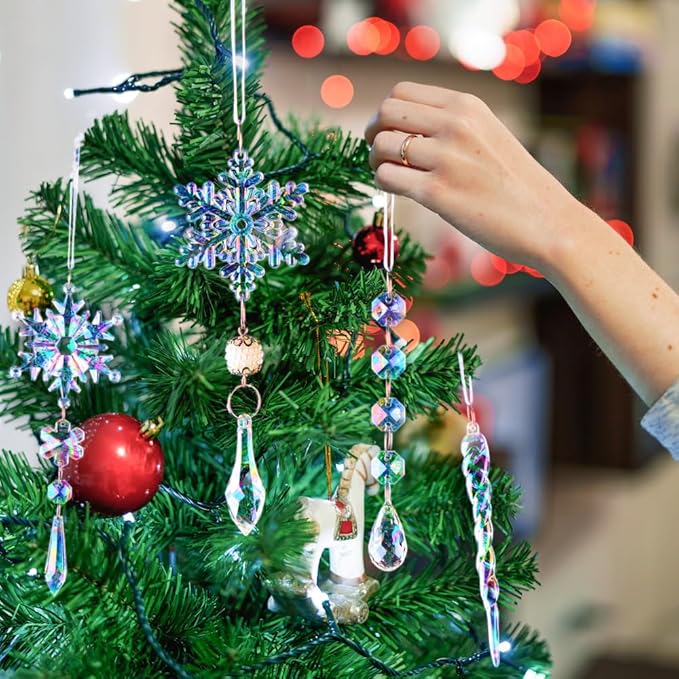 Lanpn 26pcs Christmas Ornaments Crystal Christmas Tree Decoration, Iridescent - Image 2