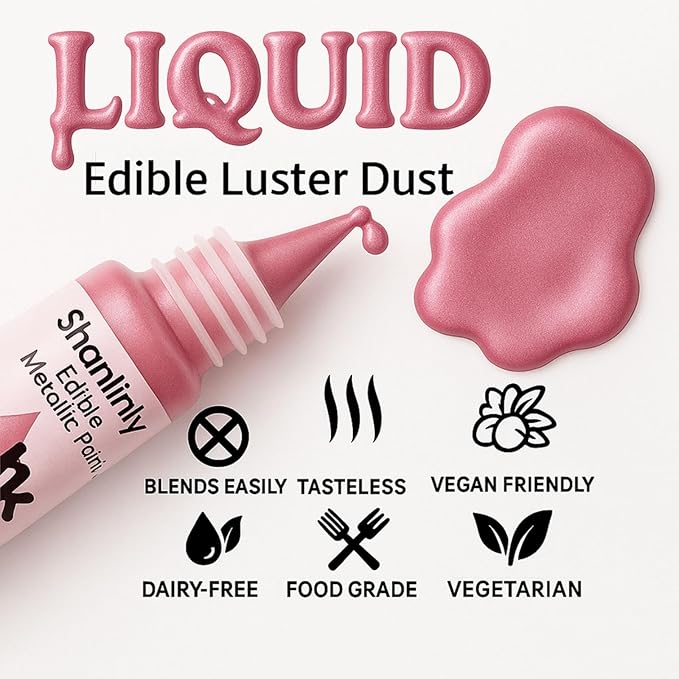 Pink Metallic Edible Paint for Baking – Food Grade Pink Edible Dust Drink - Image 2