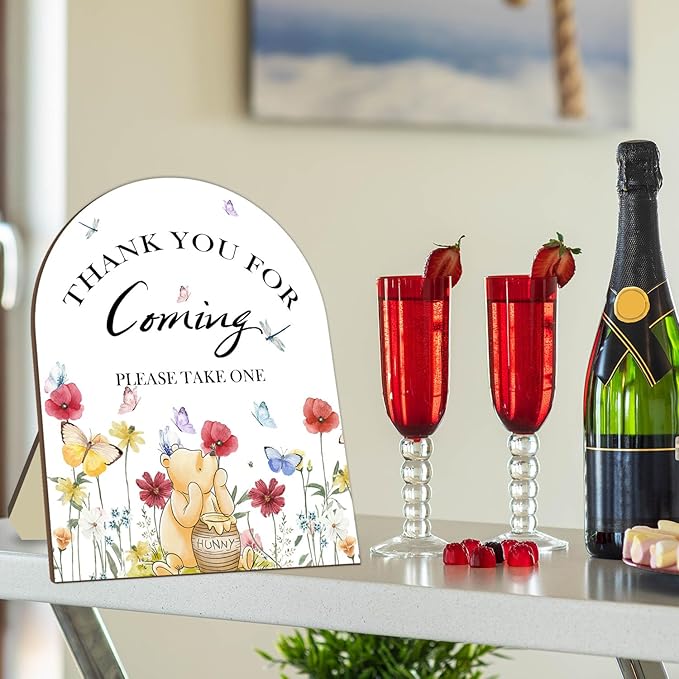 Winnie Bridal Shower Sign, Classic Pooh Thank You Wooden Sign - Image 4