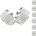 Silver Pearls 6pcs Napkin Rings Rhinestone Crystal Glass Framed Napkin Holder by RAYYXP