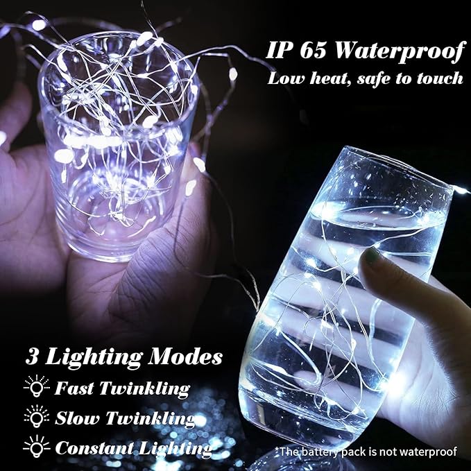 ZGWJ 12 Pack Fairy Lights Battery Operated, 7ft 20 Mini LED Fairy String Lights - Image 3