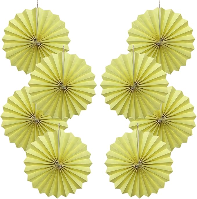 Yellow Hanging Paper Fans, Color Party Decorations, Bee Themed Classroom Decor by BARTHEW