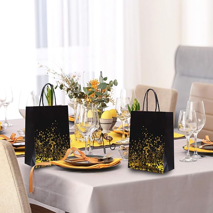 Cooraby 30 Pieces Bronzing Gold Black Paper Kraft Polka Dot Party Bags - Image 7