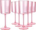 Ciaell 12 PCS Pink Plastic Ribbed Wine Glasses - 10 OZ Plastic Square Wine by Ciaell