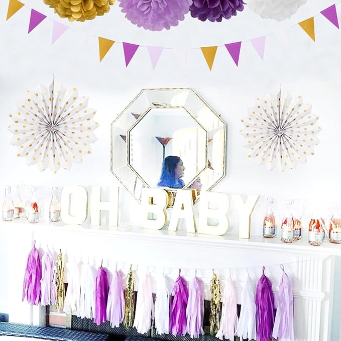 Purple-Lavender White Gold Party Decorations - Image 5