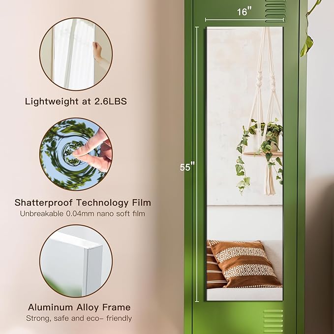55"x16" Magnetic Mirror Lightweight Full-Length Mirror | Strong Adhesion - Image 6