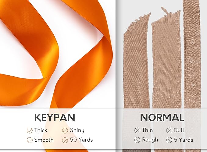 Orange Satin Ribbon 1-1/2 Inch x 50 Yards Double-Faced - Image 4